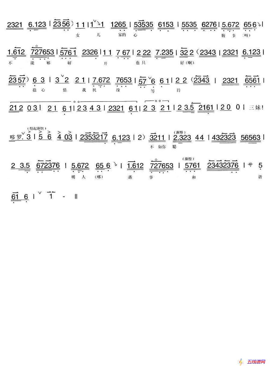 替人家守门户百无聊赖（《红楼二尤》选段、琴谱）