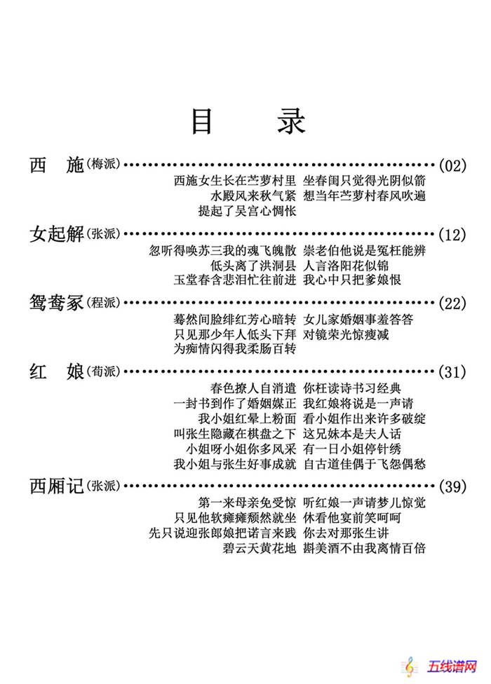 京剧剧目流派唱段目录(一)