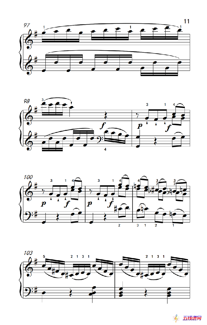 第六级 2.G大调奏鸣曲 莫扎特（中央音乐学院 钢琴（业余）考级教程 4-6级）