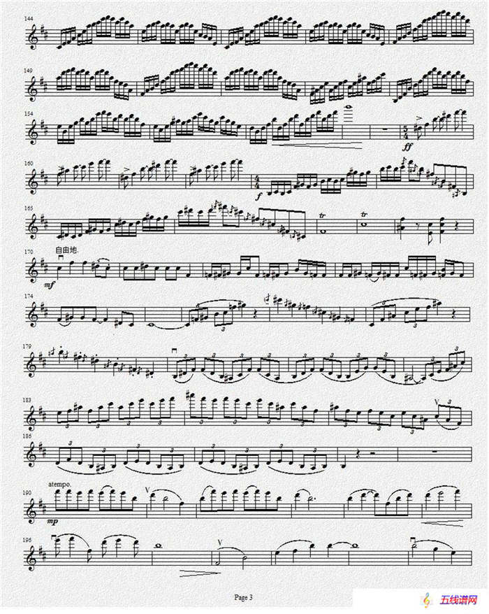 b小调第一小提琴协奏曲第三乐章（独奏小提琴分谱）