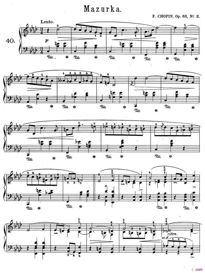 Trois Mazurkas Op·63（3首玛祖卡舞曲-2）