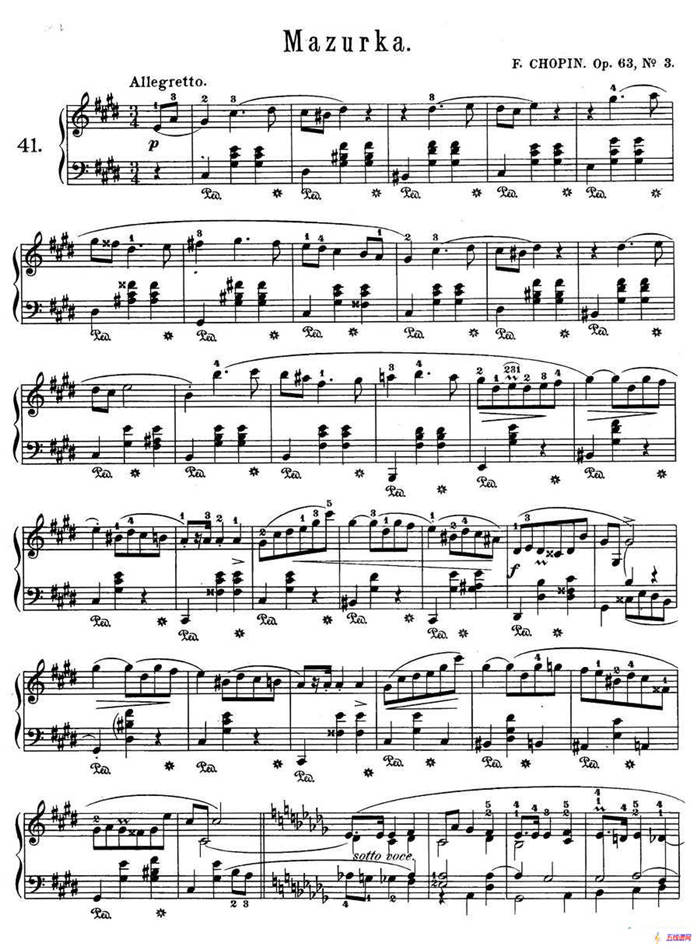 Trois Mazurkas Op·63（3首玛祖卡舞曲-3）
