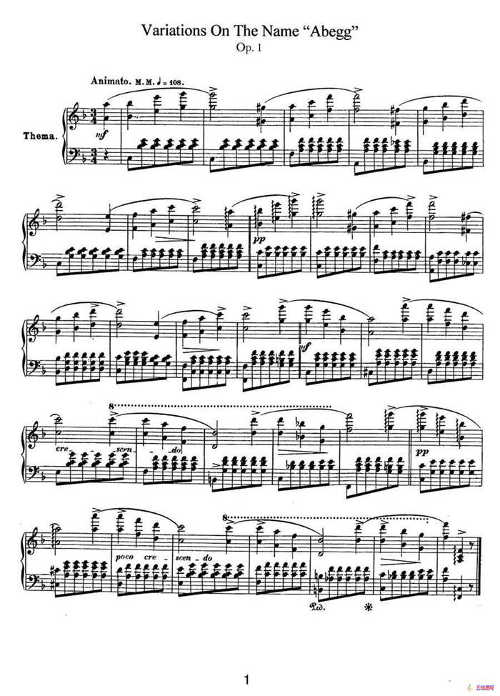 Abegg Variations Op.1（阿贝格变奏曲）