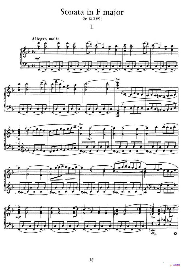 Piano Sonata in F Maj Op·12 （F大调钢琴奏鸣曲·第一乐章）