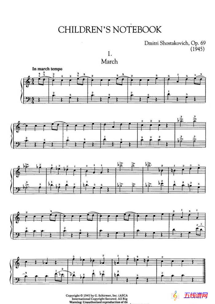 Children s Notebook Op.69（儿童钢琴练习曲集）