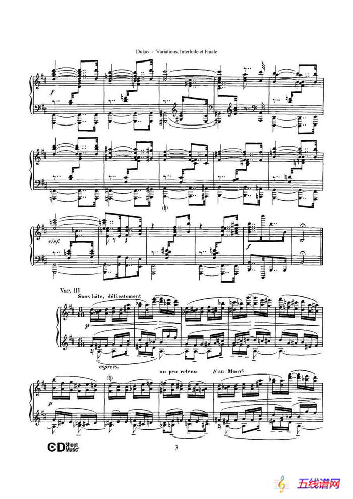 Variations, Interlude & Finale on theme de Rameau（拉摩主题变奏曲、间奏曲和终曲·第一部分）